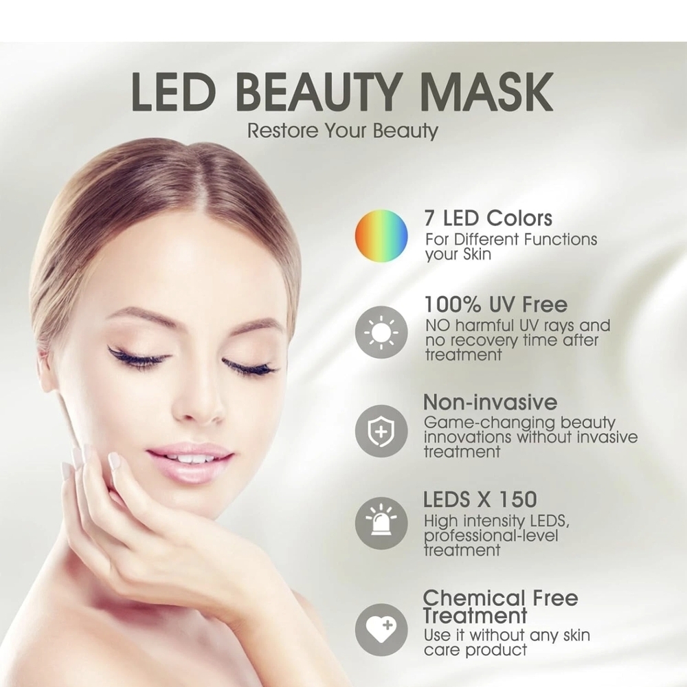 LED Beauty Face and Neck Mask - White